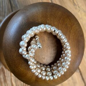 Vintage Faux Pearl 4 Strand Cuff Bracelet
